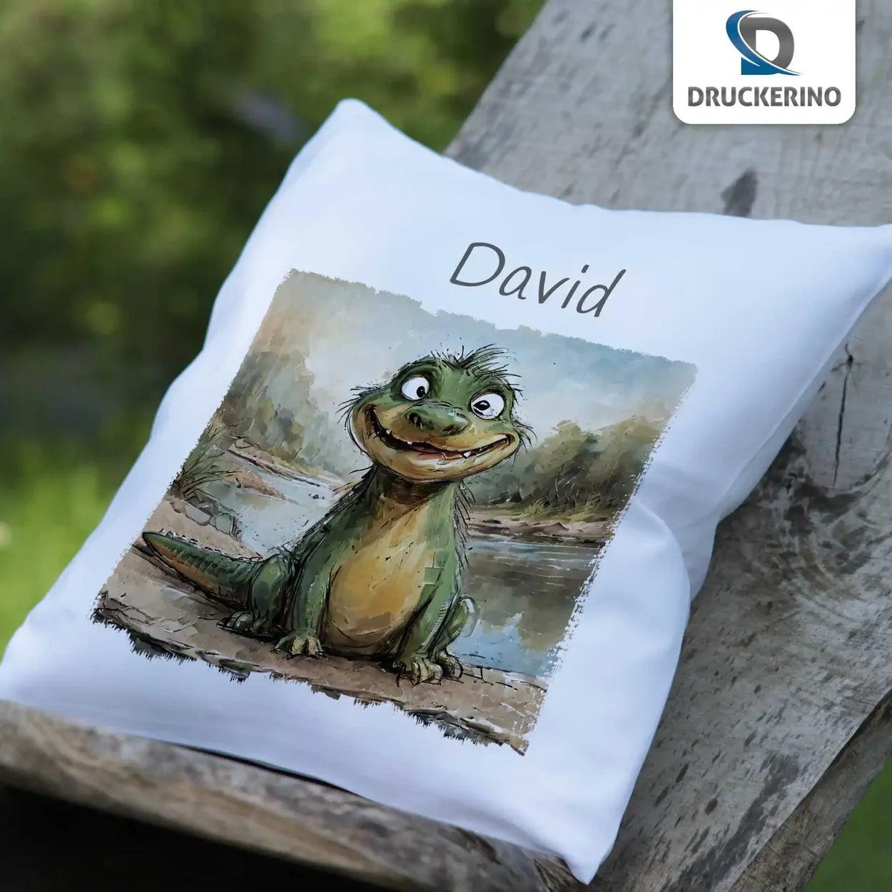 Kuschelkissen Kinder | Kuschelfreund Dino 40x40 cm - Druckerino