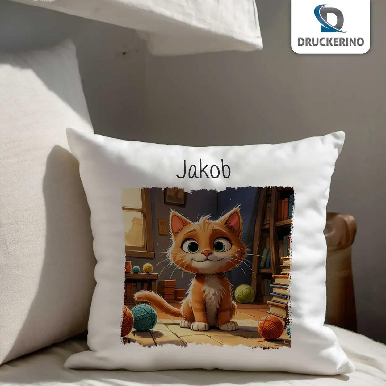 Kuschelkissen Kinder | Kuschelfreund Katze 40x40 cm - Druckerino