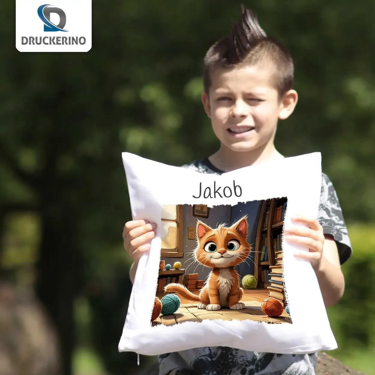 Kuschelkissen Kinder | Kuschelfreund Katze 40x40 cm - Druckerino