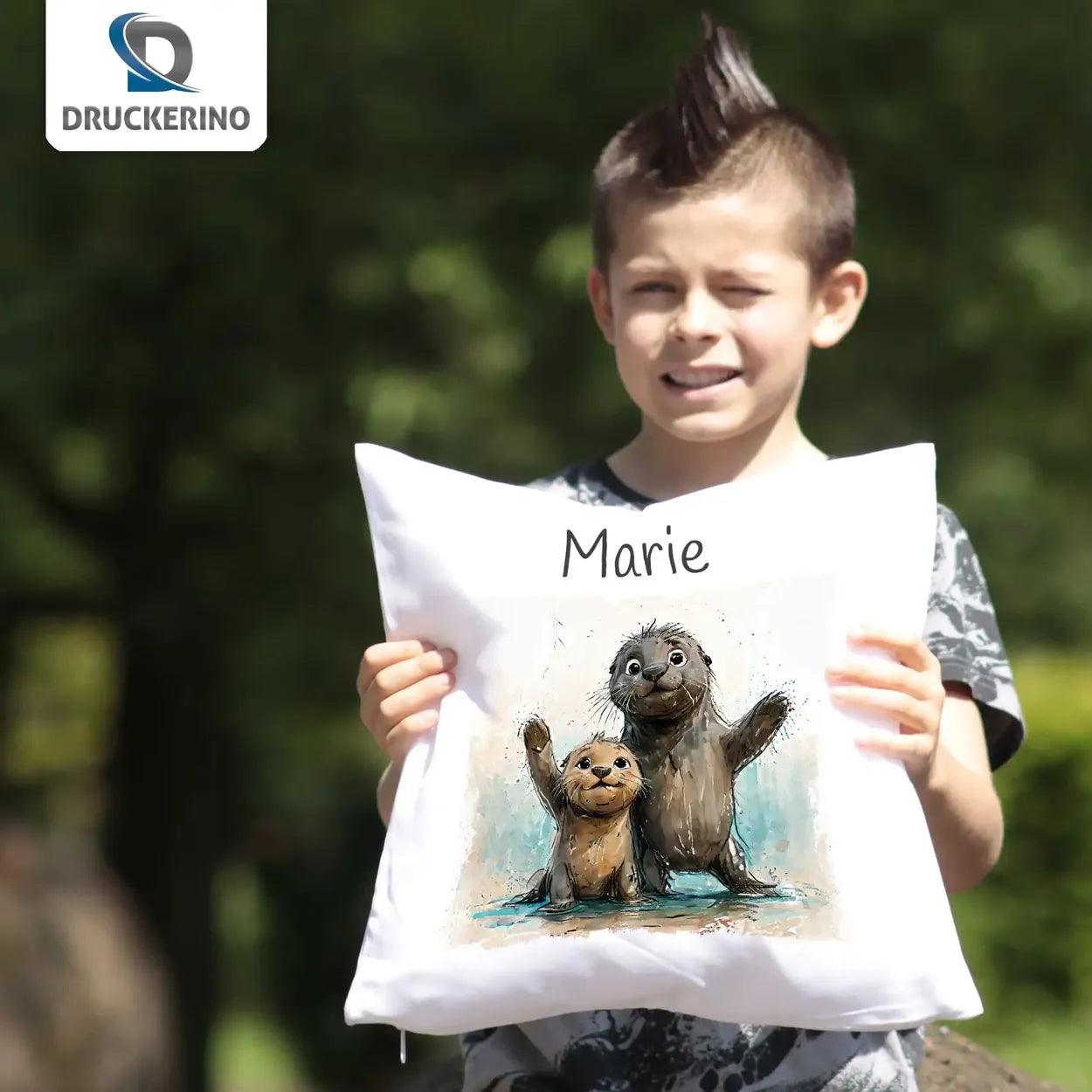 Kuschelkissen Kinder | Otter Freunde 40x40 cm - Druckerino