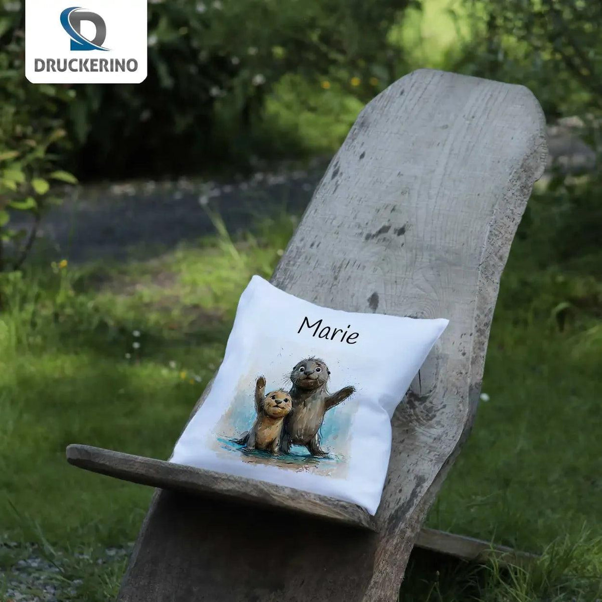 Kuschelkissen Kinder | Otter Freunde 40x40 cm - Druckerino