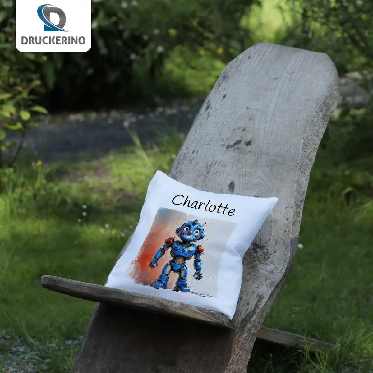 Kuschelkissen Kinder | Roboterfreund 40x40 cm - Druckerino