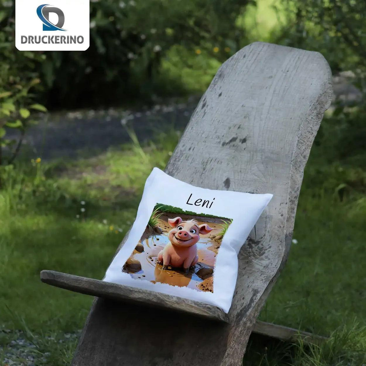 Kuschelkissen Kinder | Schlammspaß Schweinchen 40x40 cm - Druckerino