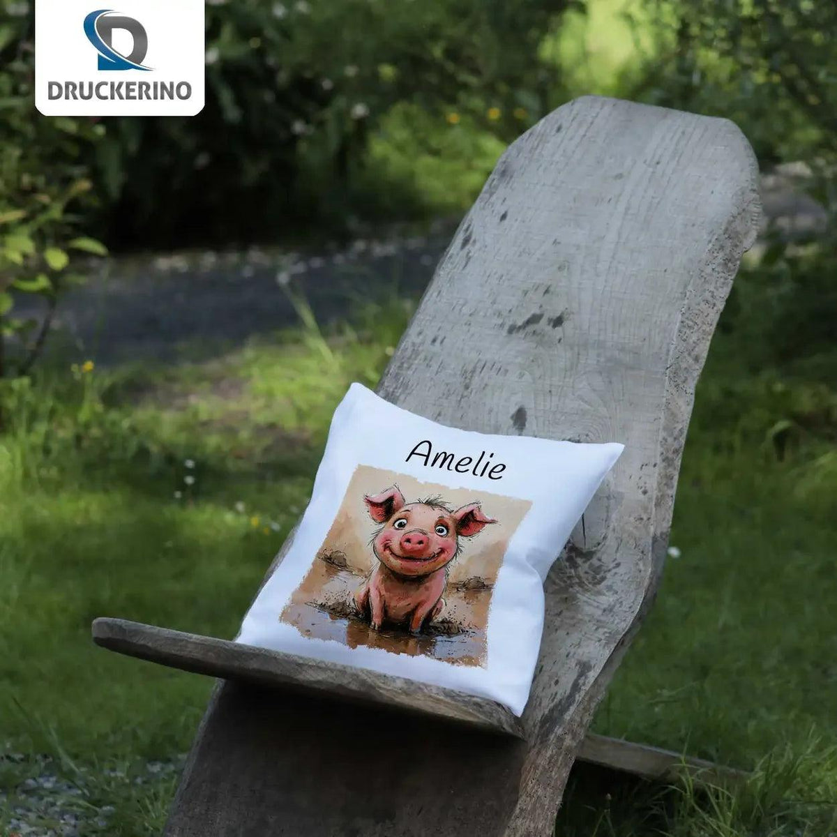 Kuschelkissen Kinder | Schlummerfreund Schweinchen 40x40 cm - Druckerino