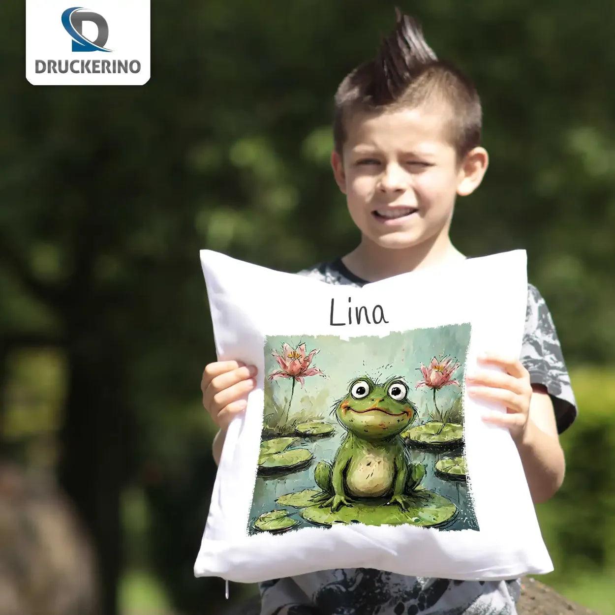 Kuschelkissen Kinder | Traumfrosch 40x40 cm - Druckerino