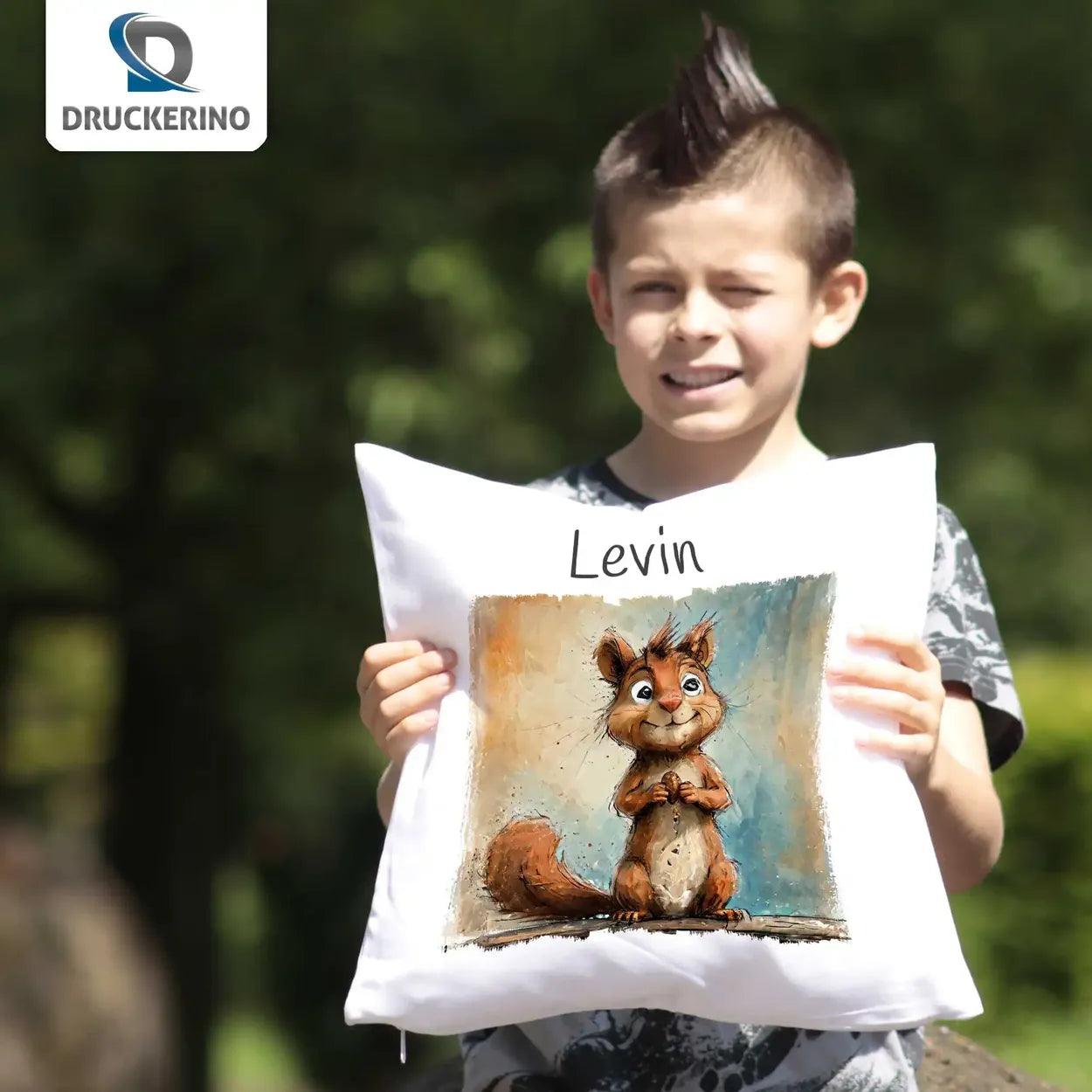 Kuschelkissen Kinder | Traumgefährte Eichhörnchen 40x40 cm - Druckerino