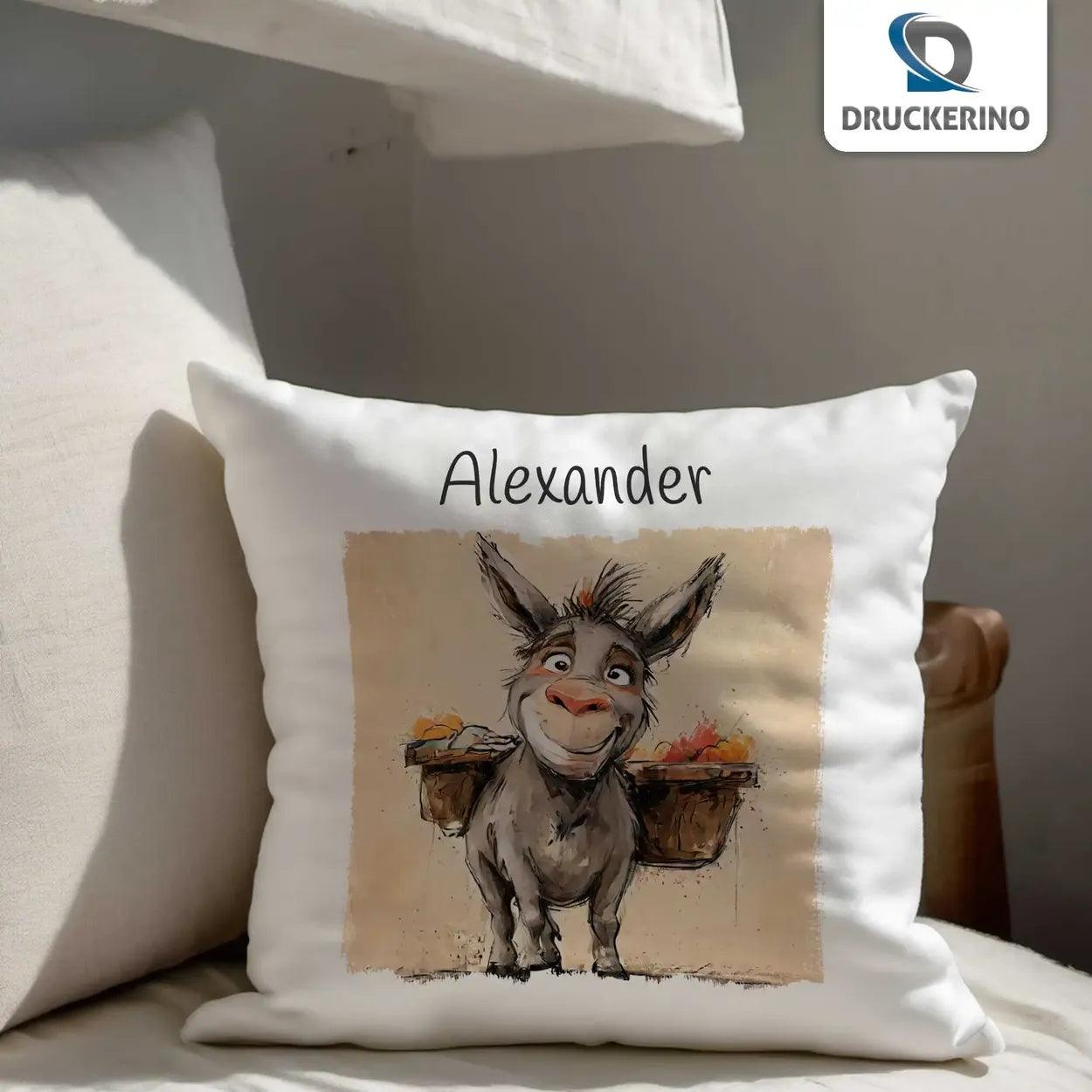 Kuschelkissen Kinder | Traumgefährte Esel 40x40 cm - Druckerino