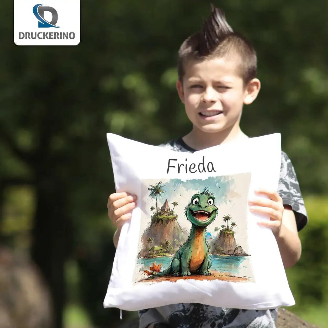 Kuschelkissen Kinder | Trauminsel Dino 40x40 cm - Druckerino