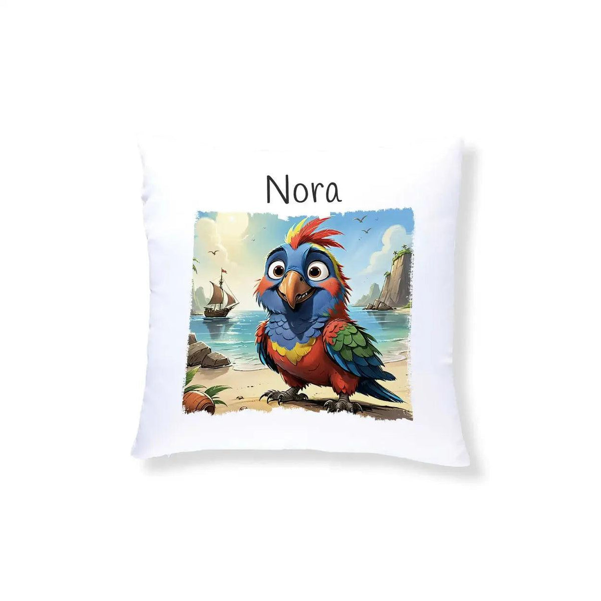 Kuschelkissen Kinder | Trauminsel Papagei 40x40 cm - Druckerino