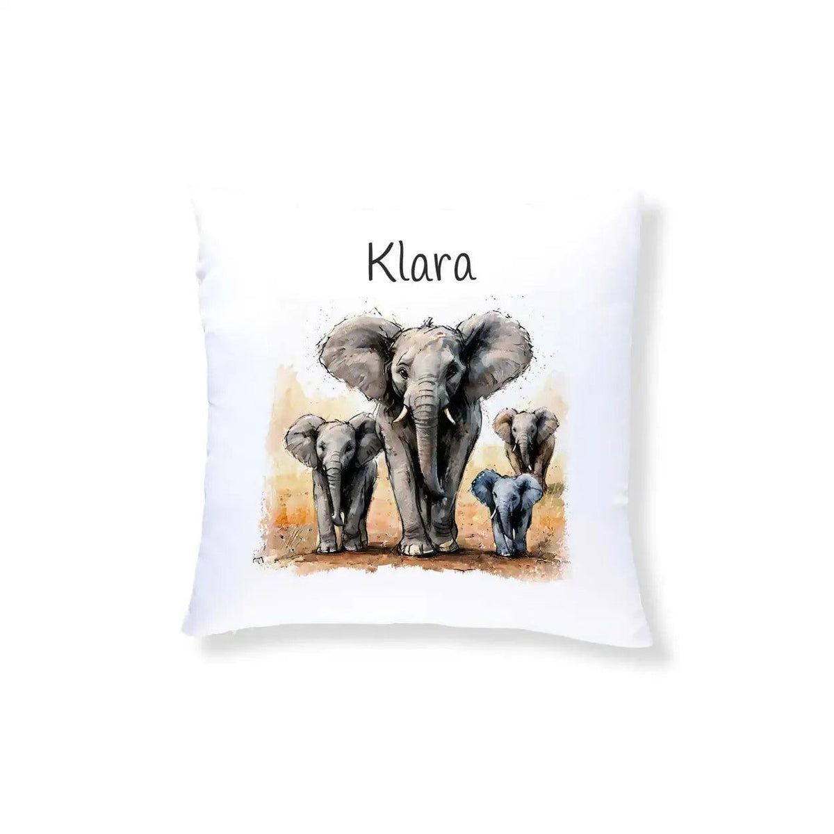 Kuschelkissen Kinder | Traumreise Elefantenfamilie 40x40 cm - Druckerino
