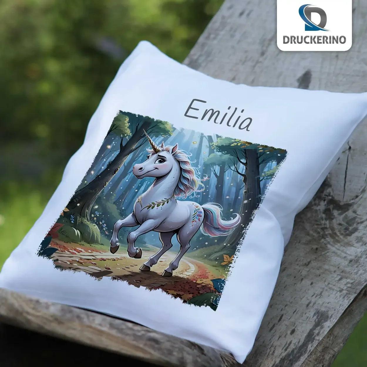 Kuschelkissen Kinder | Traumwald-Einhorn 40x40 cm - Druckerino