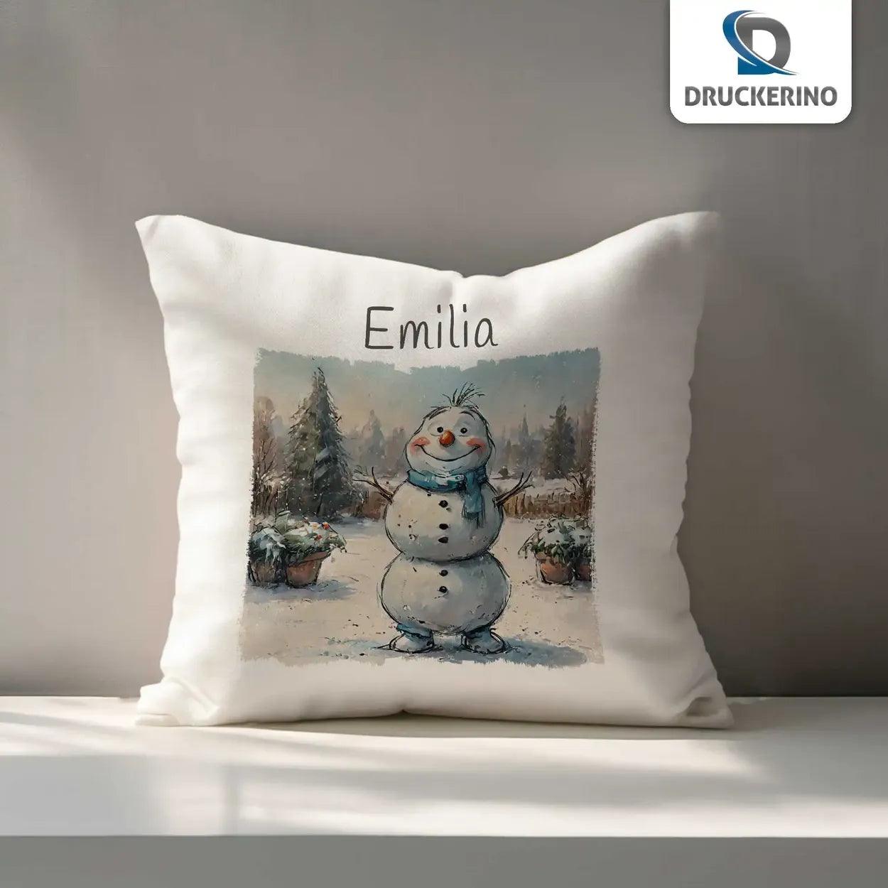 Kuschelkissen Kinder | Winterfreund Schneemann 40x40 cm - Druckerino