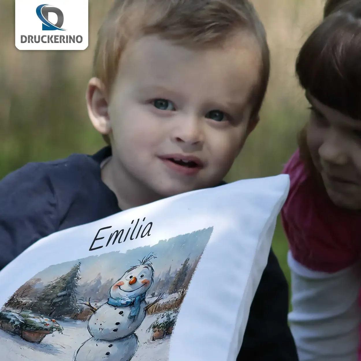Kuschelkissen Kinder | Winterfreund Schneemann 40x40 cm - Druckerino