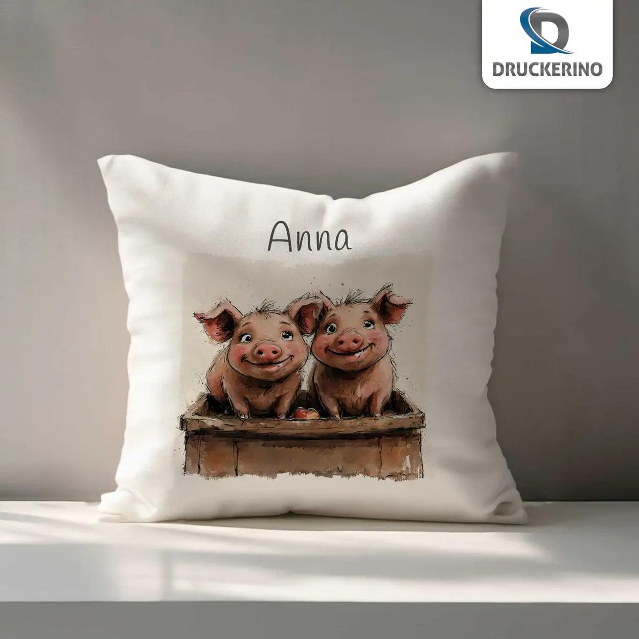 Kuschelkissen Kinder| Schweinchen Freunde 40x40 cm - Druckerino