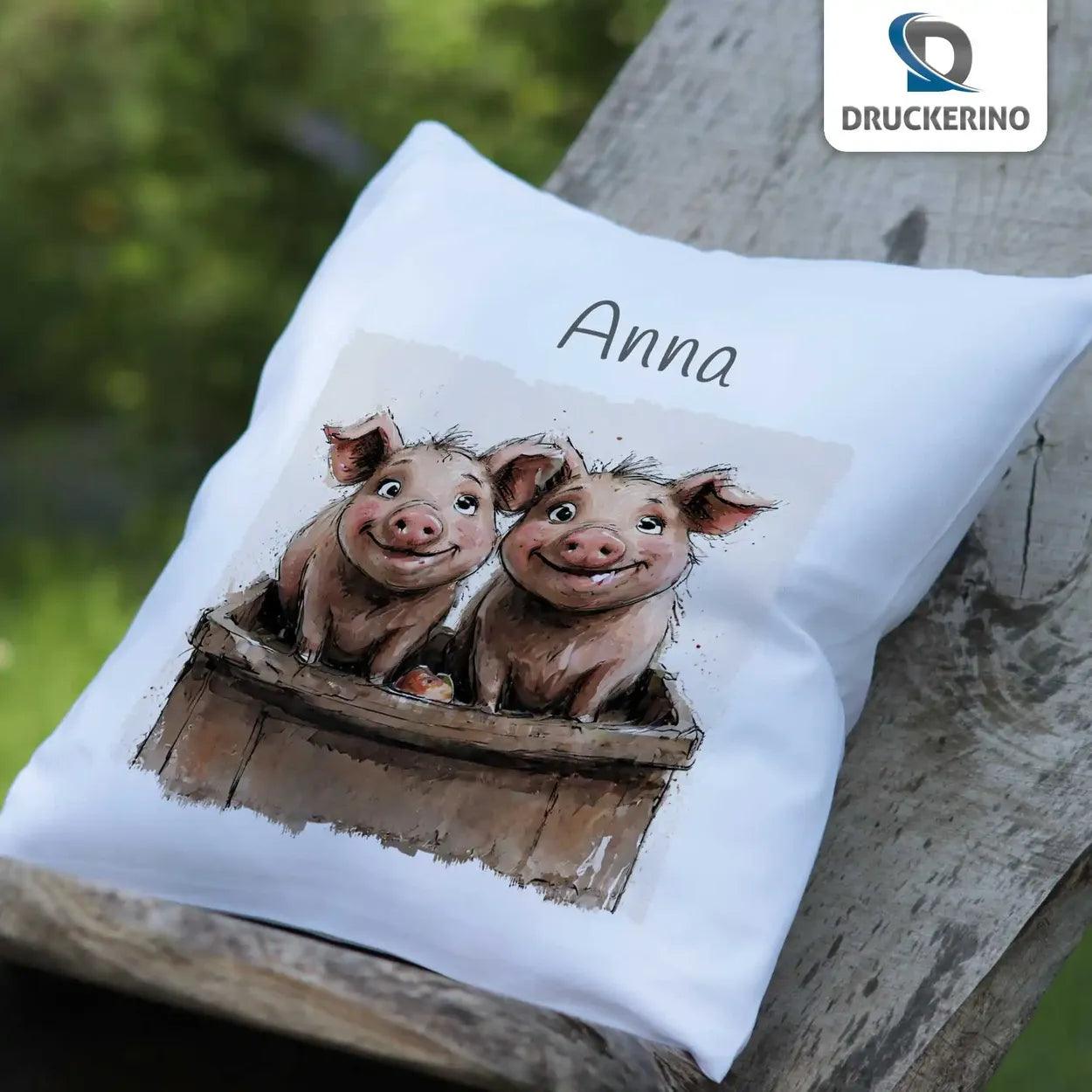 Kuschelkissen Kinder| Schweinchen Freunde 40x40 cm - Druckerino