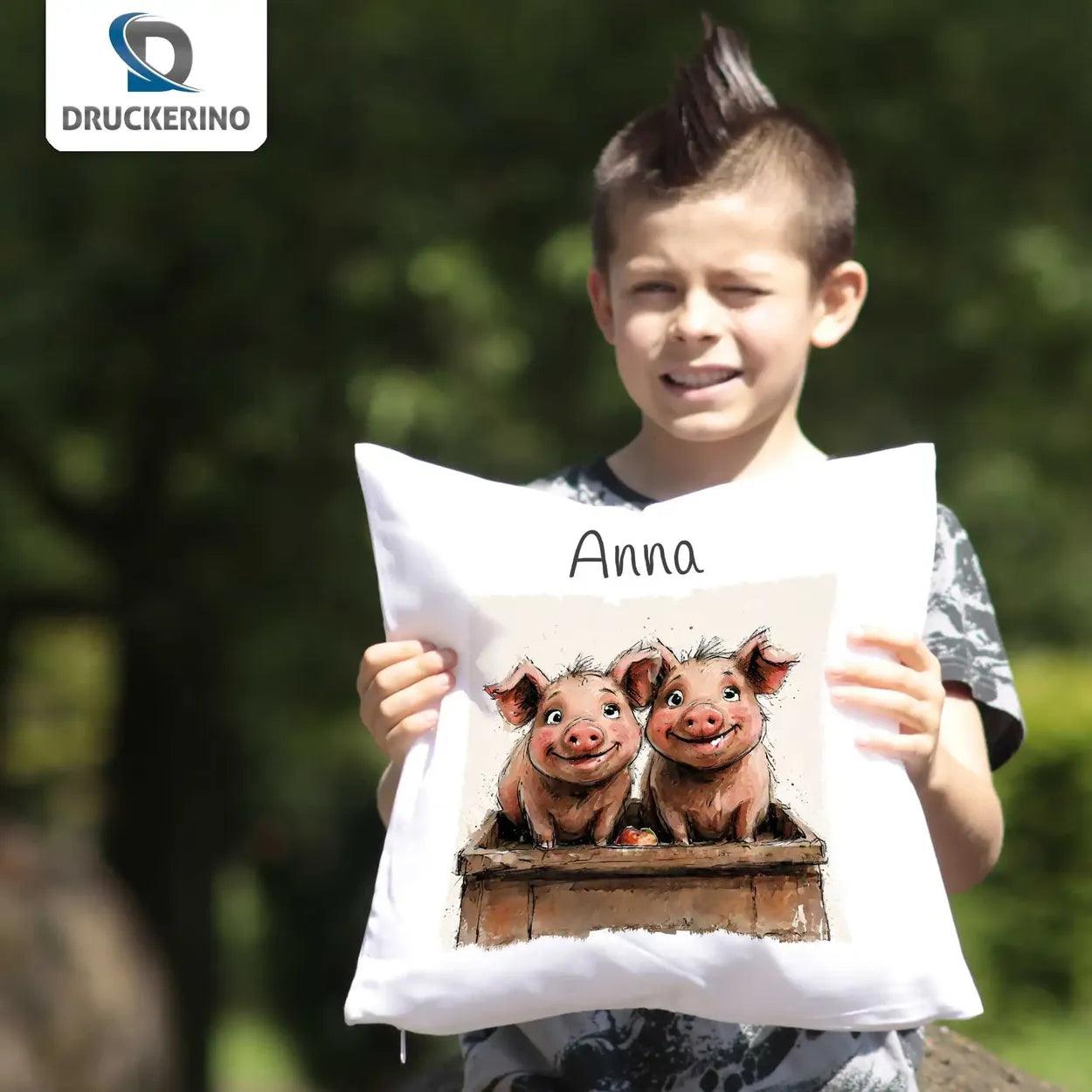 Kuschelkissen Kinder| Schweinchen Freunde 40x40 cm - Druckerino