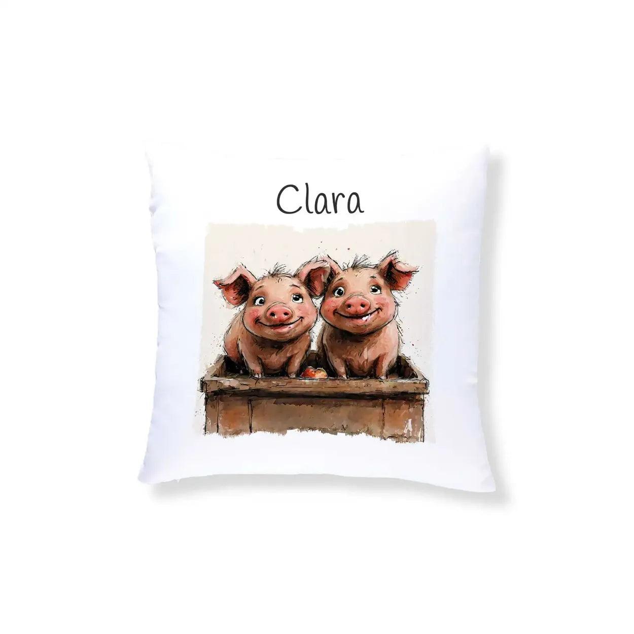 Kuschelkissen Kinder| Schweinchen Freunde 40x40 cm - Druckerino