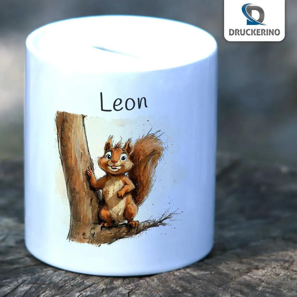 Personalisierte Spardose Eichhörnchen - Druckerino