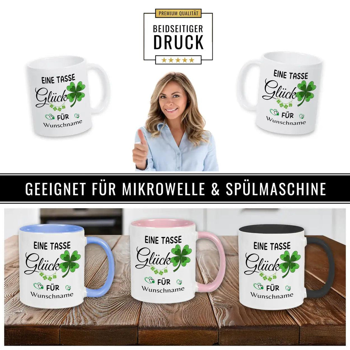 Personalisierte Tasse - Eine Tasse Glück - Druckerino