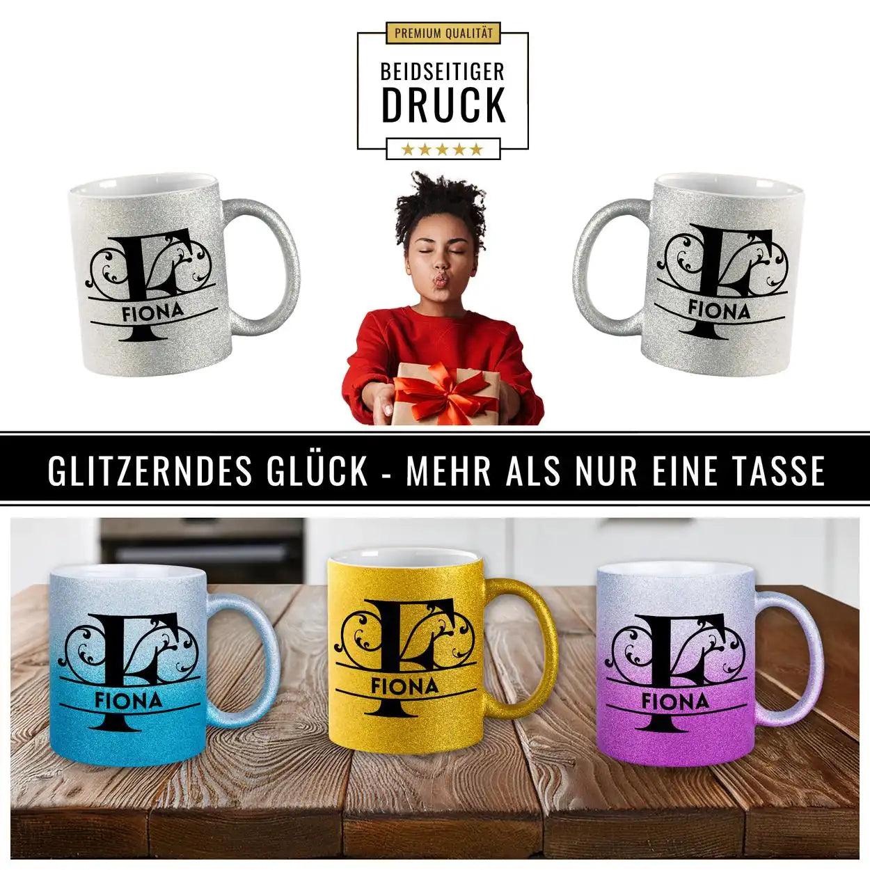Personalisierte Tasse mit Namen | Buchstabe F - Druckerino