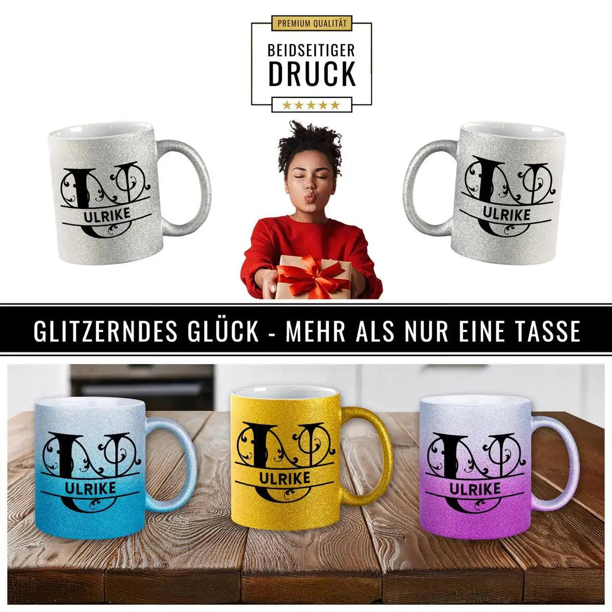 Personalisierte Tasse mit Namen | Buchstabe U - Druckerino