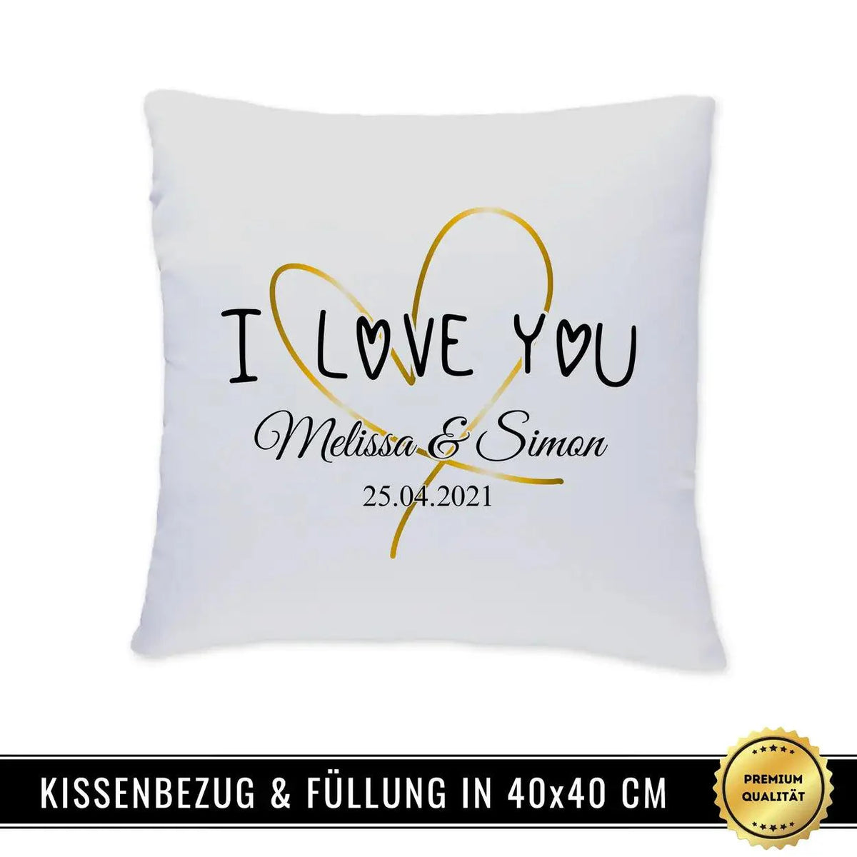 Personalisiertes Kissen mit Namen | I Love you - Druckerino