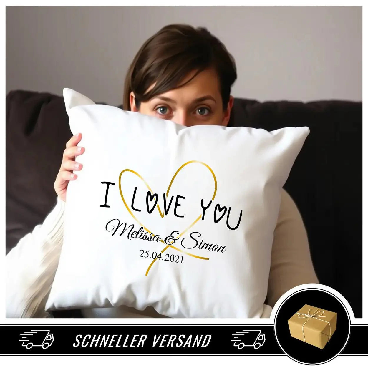 Personalisiertes Kissen mit Namen | I Love you - Druckerino