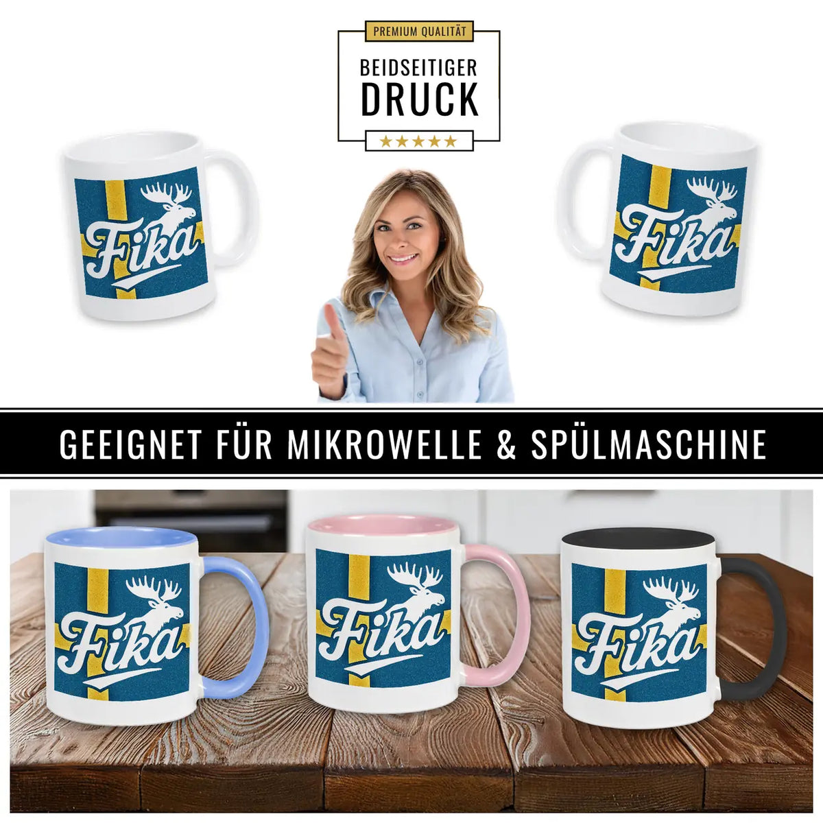 Schweden Elch Fika Tasse | Souvenir & Geschenk für Schwedenfans
