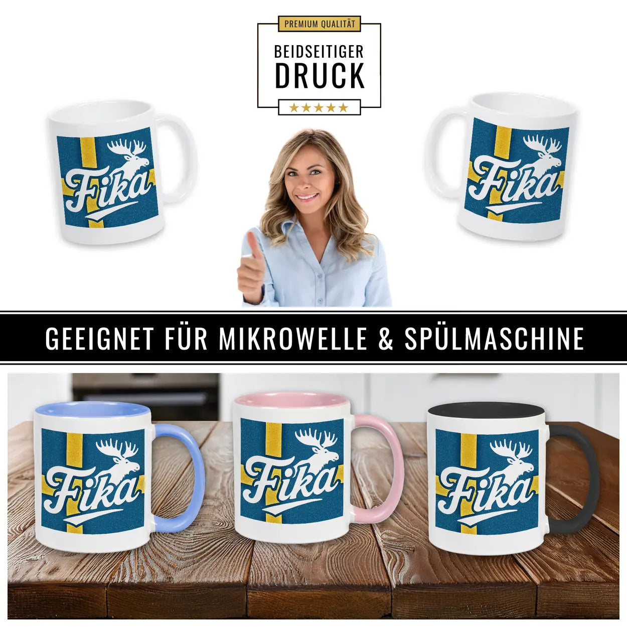 Schweden Elch Fika Tasse | Souvenir & Geschenk für Schwedenfans