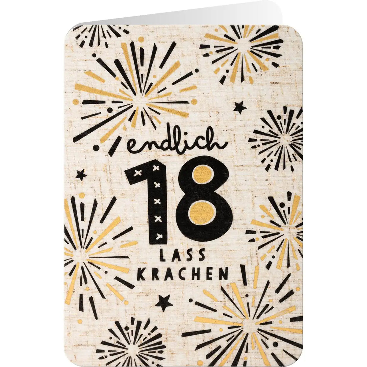 Sheepworld Grußkarte Leinen – Endlich 18 - Druckerino