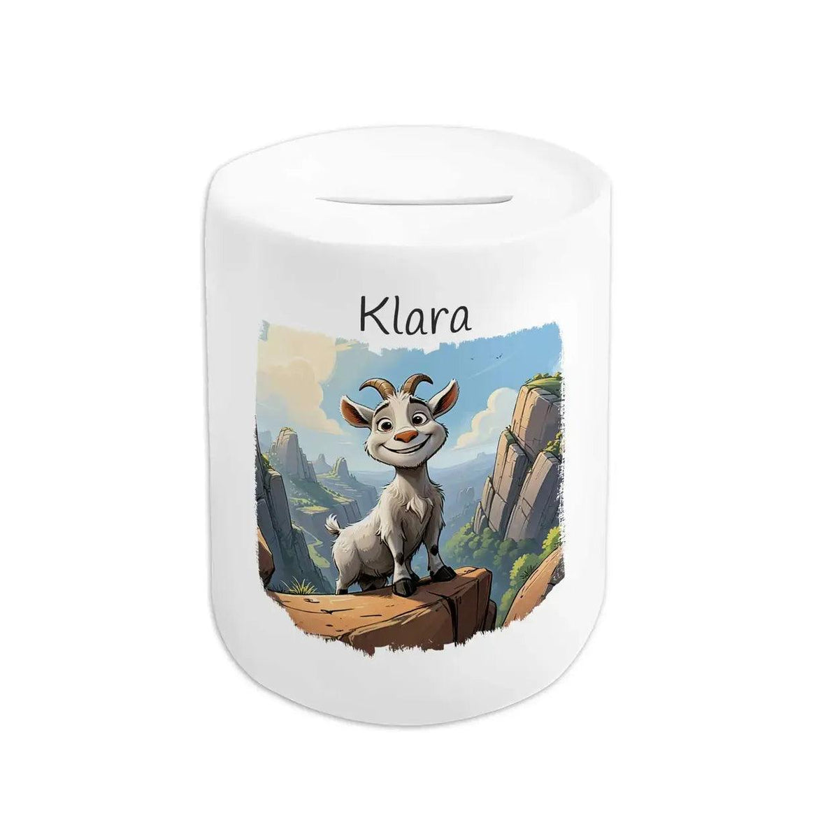 Spardose Kinder Abenteuer-Bergsteigerziege - Druckerino