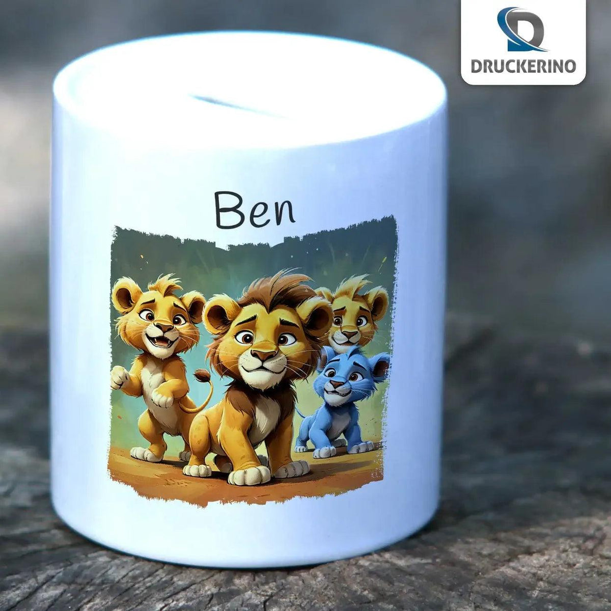 Spardose Kinder Abenteuer-Löwen - Druckerino