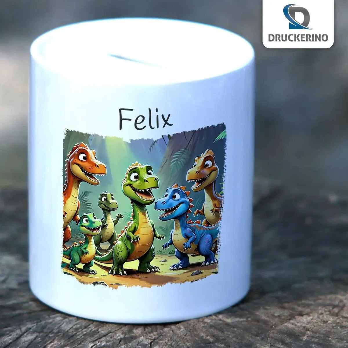 Spardose Kinder Dino-Abenteuer - Druckerino