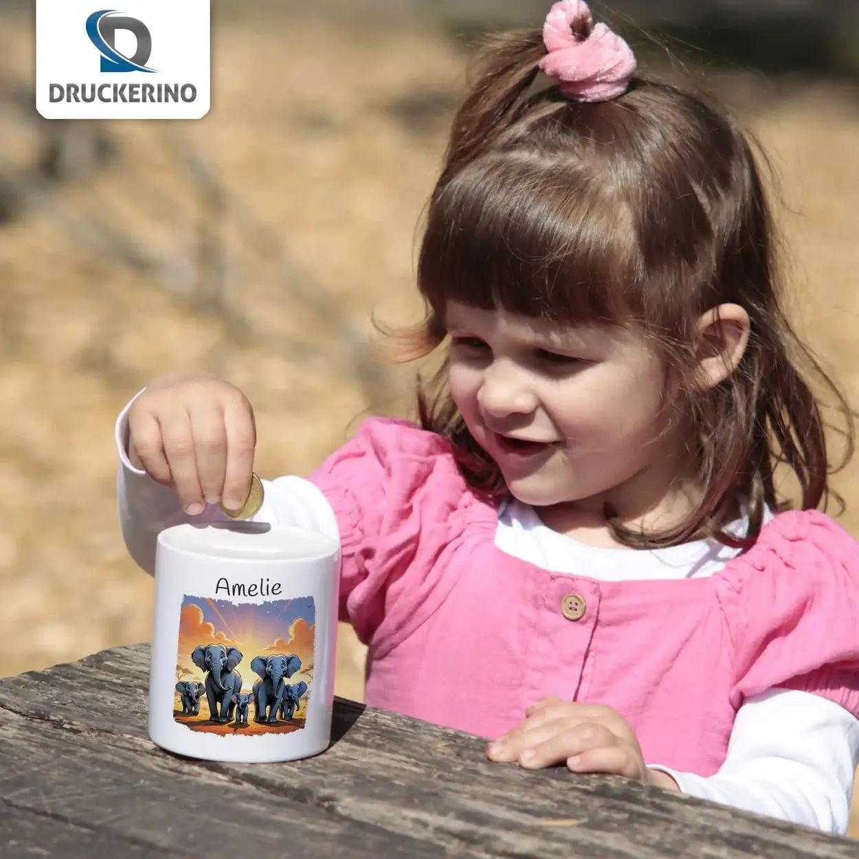 Spardose Kinder Elefanten-Safari - Druckerino