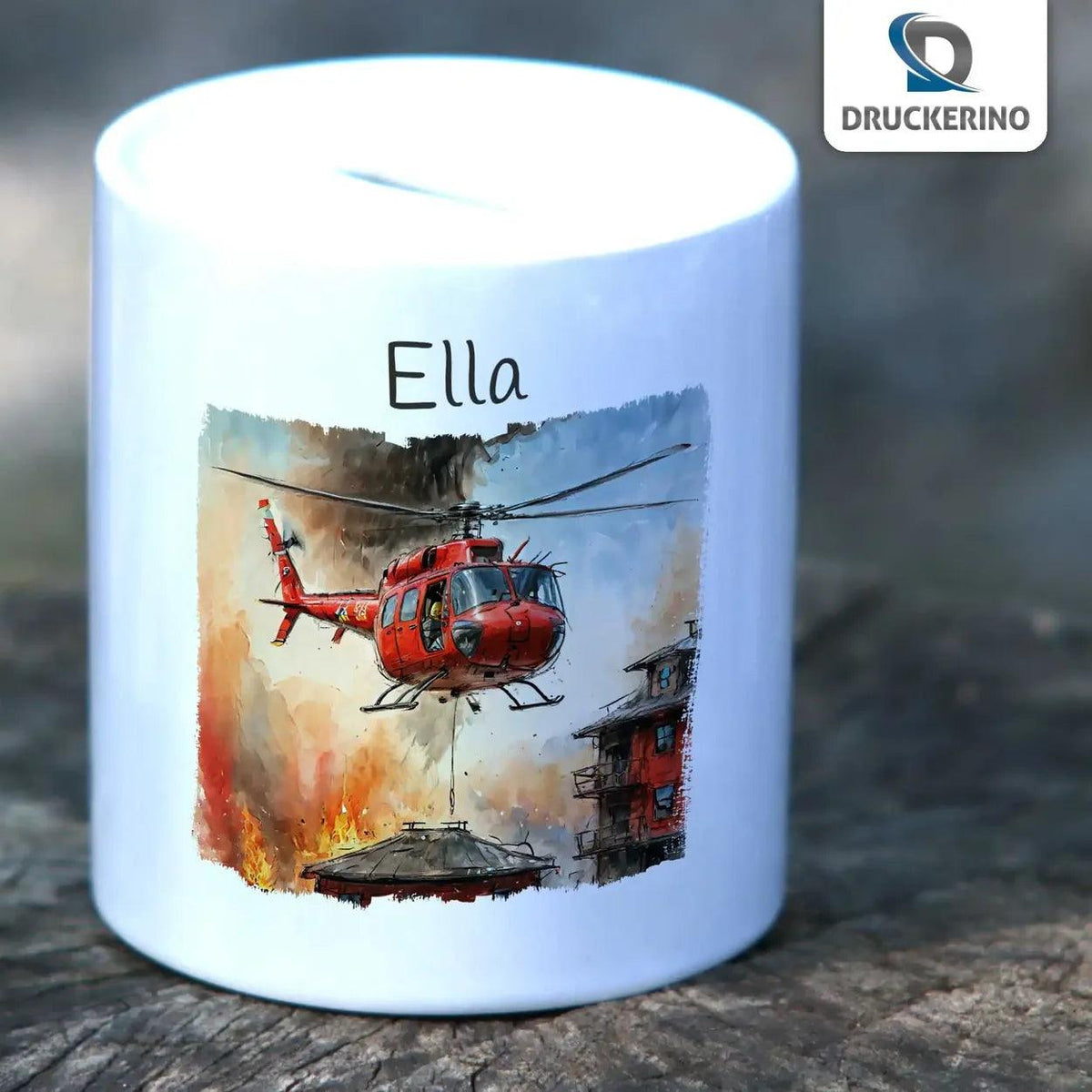 Spardose Kinder Heldenflug Heli - Druckerino