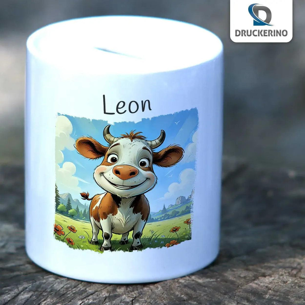 Spardose Kinder Kuh Abenteuer - Druckerino