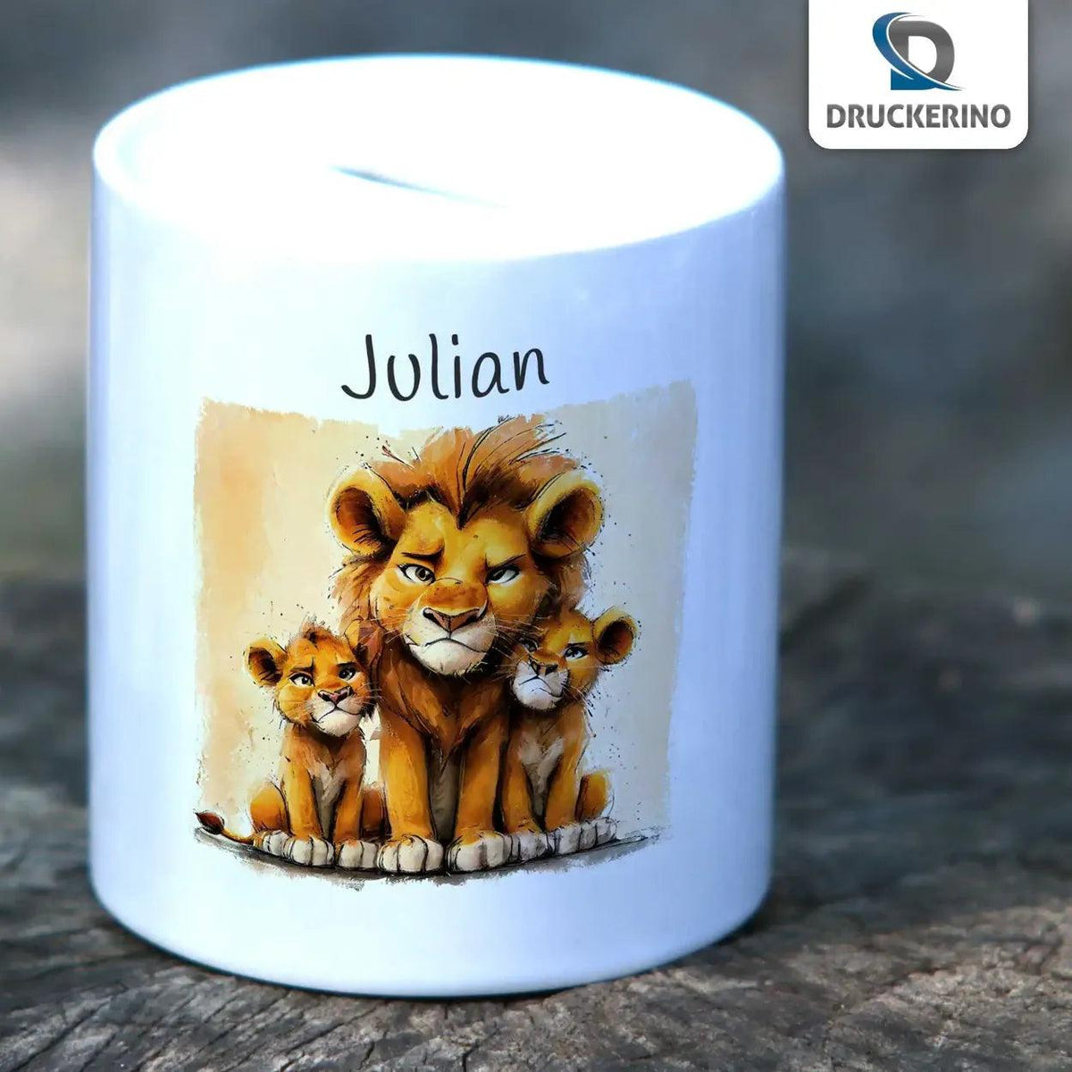 Spardose Kinder Löwenfamilie - Druckerino