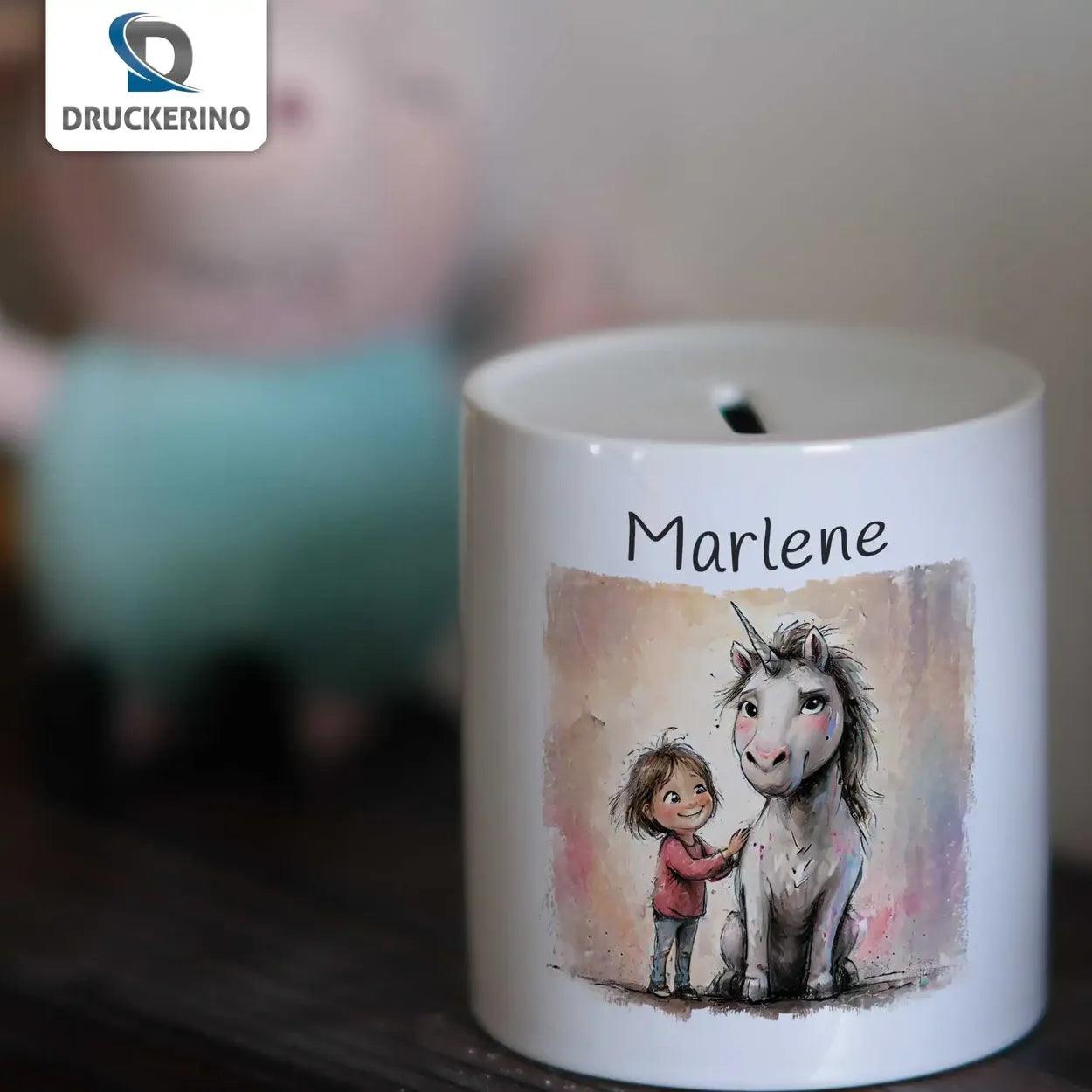 Spardose Kinder Magisches Einhorn Abenteuer - Druckerino