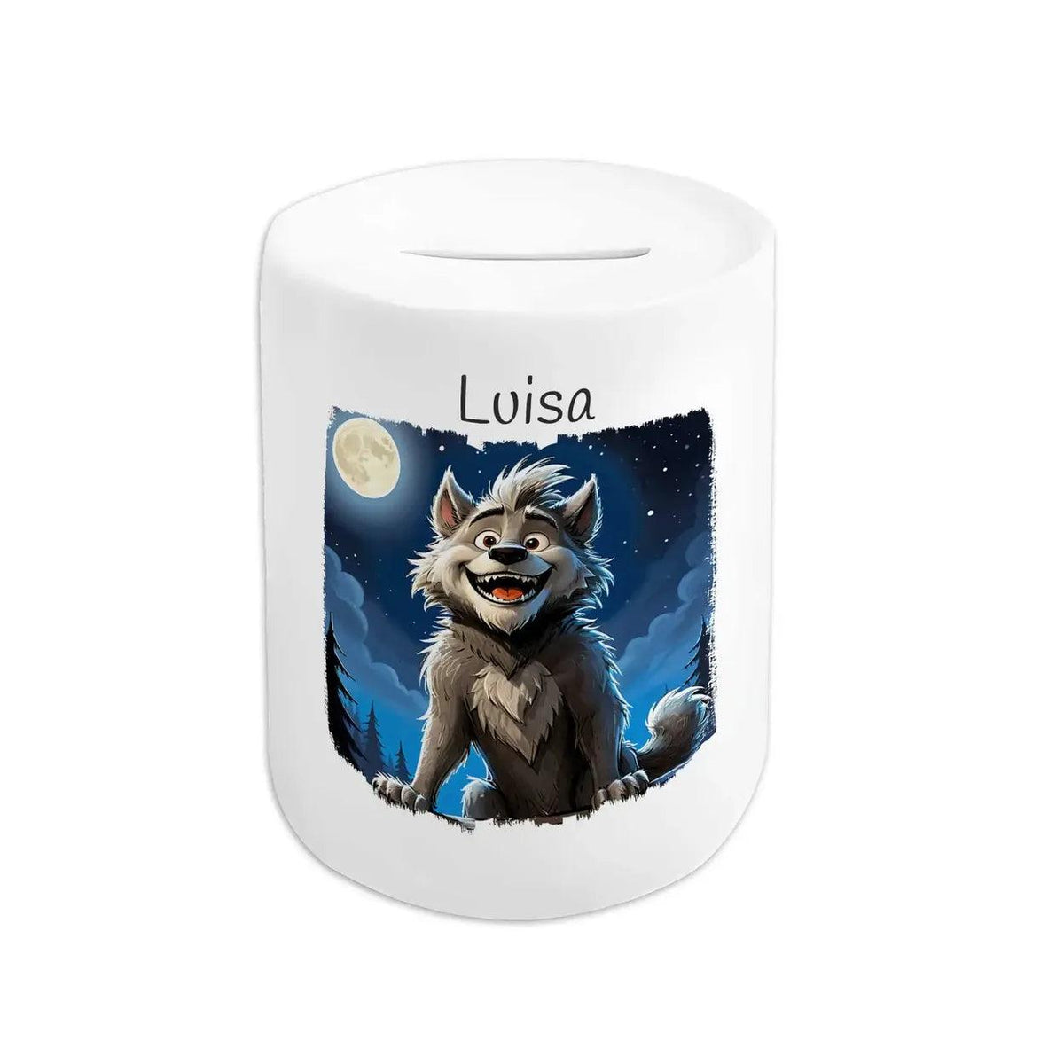 Spardose Kinder Mondlicht Wolf - Druckerino