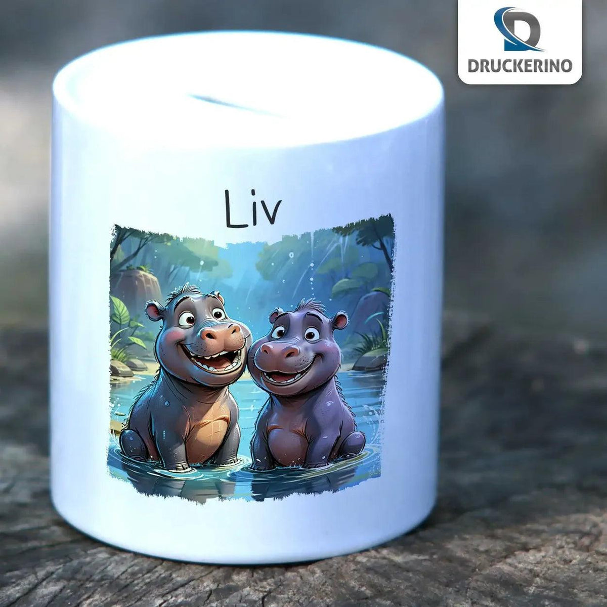 Spardose Kinder Nilpferd Freunde - Druckerino