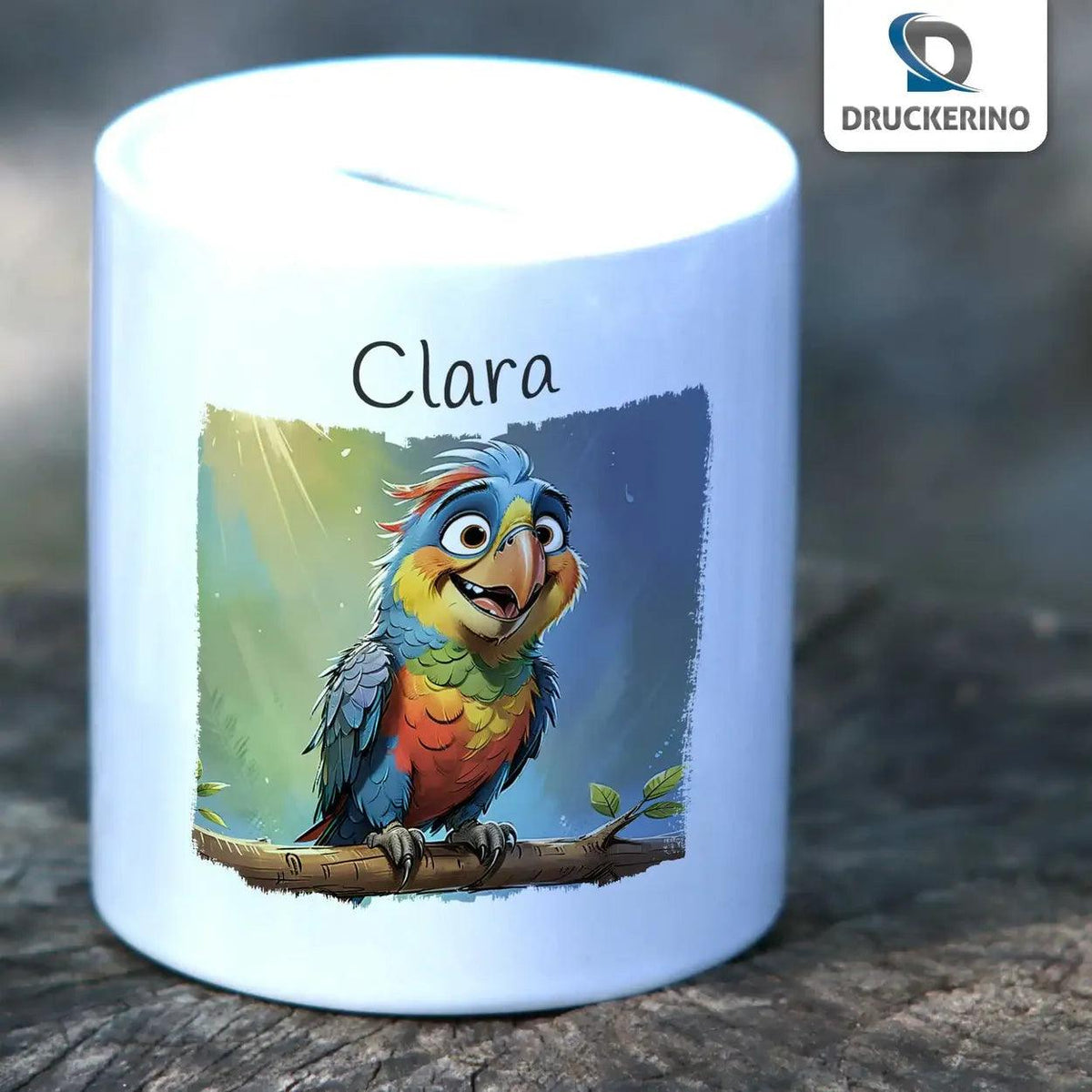 Spardose Kinder Papageien-Abenteuer - Druckerino