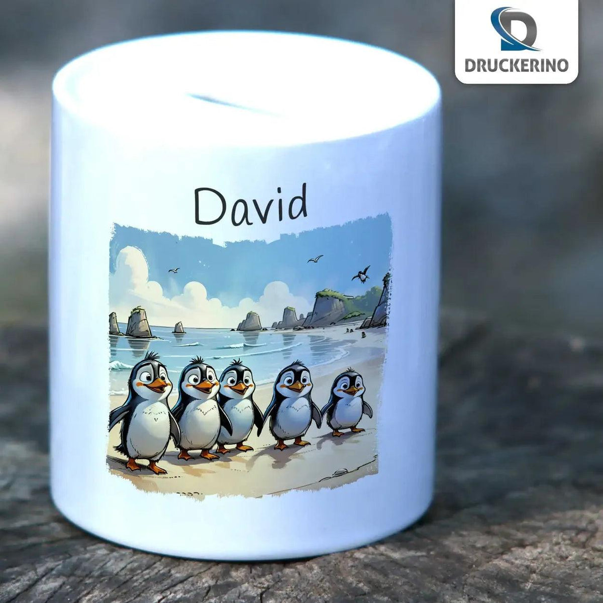 Spardose Kinder Pinguin-Abenteuer - Druckerino