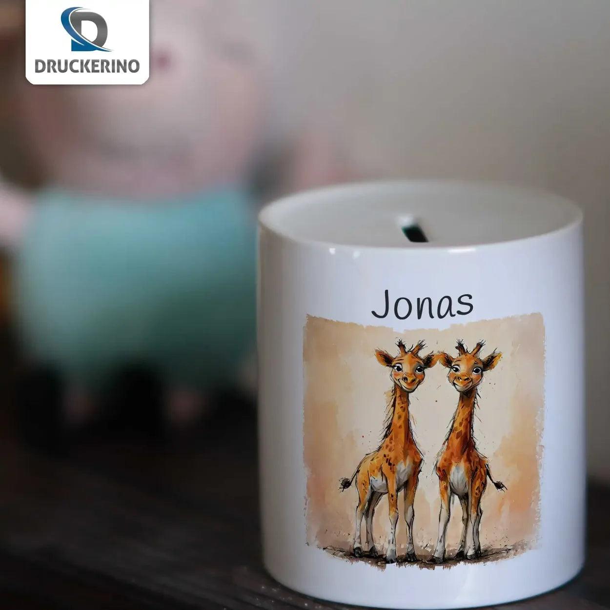 Spardose Kinder Safari Giraffen - Druckerino