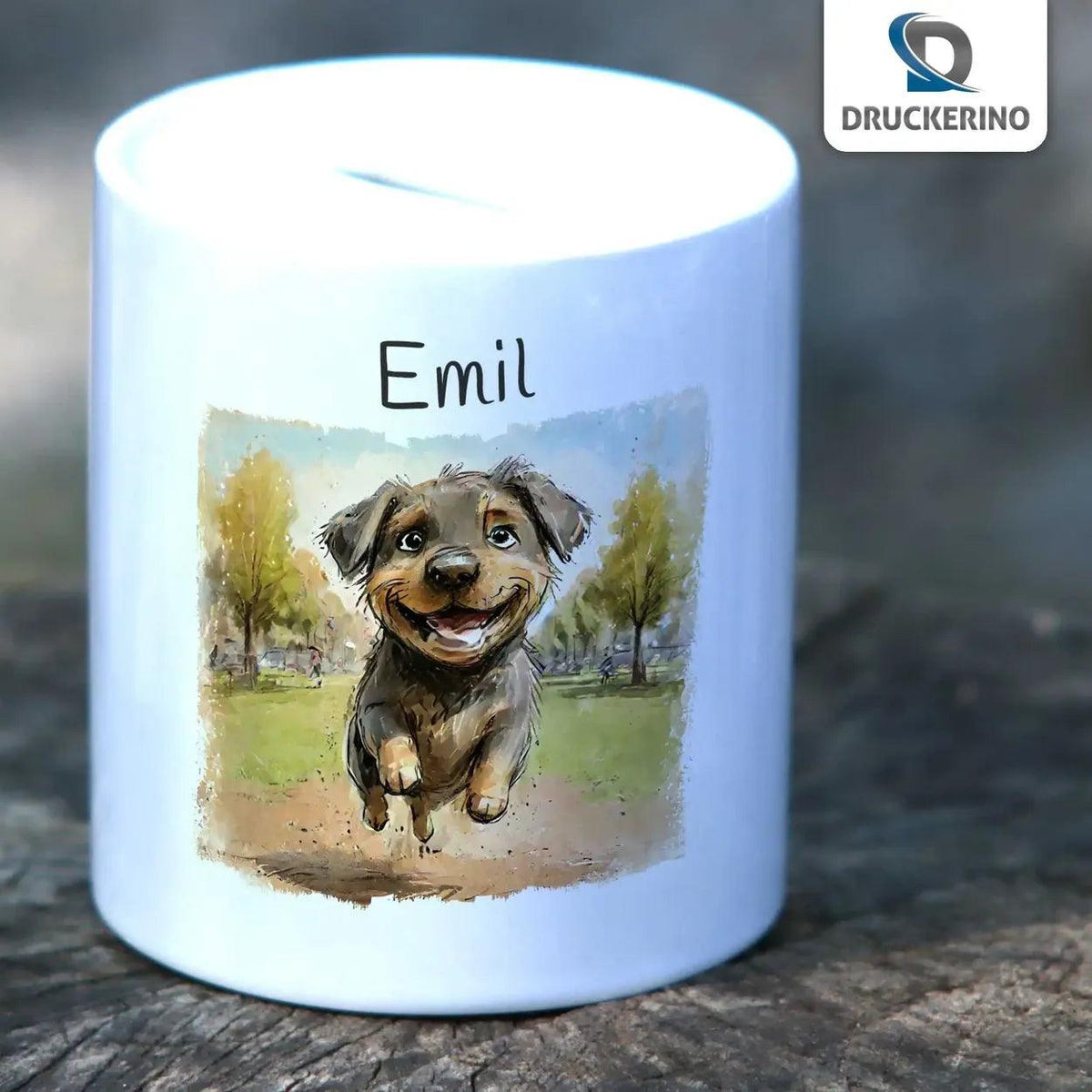 Spardose Kinder Schmunzel-Welpe - Druckerino