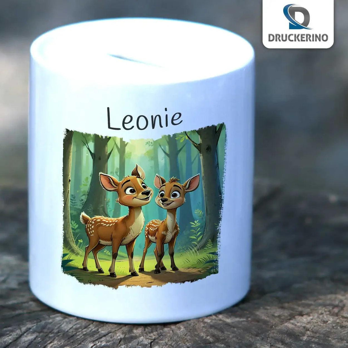 Spardose Kinder Waldabenteuer Rehe - Druckerino