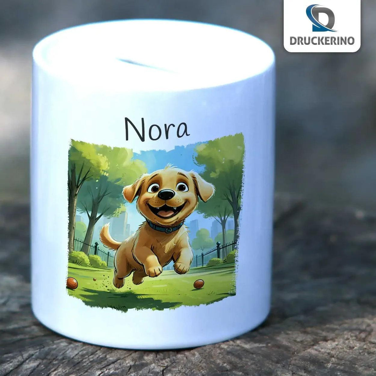 Spardose Kinder Welpe im Glück - Druckerino