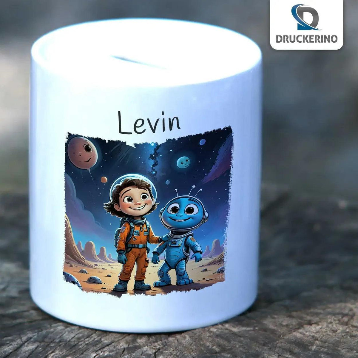 Spardose Kinder Weltraumfreunde - Druckerino