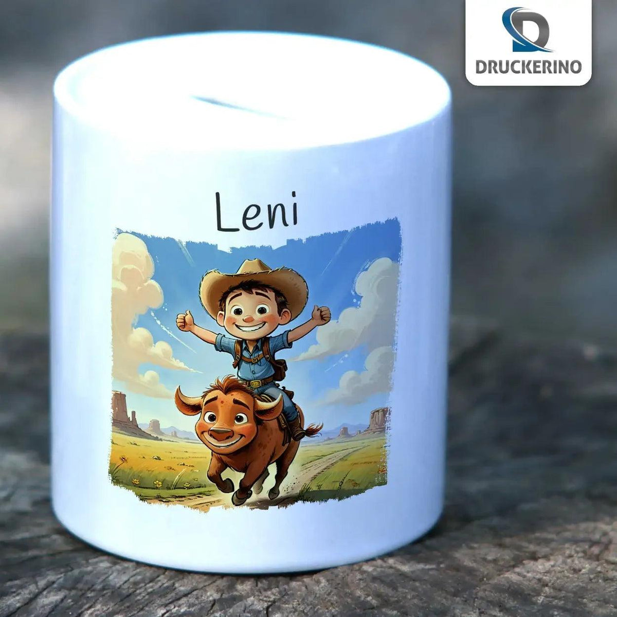 Spardose Kinder Wildwest-Abenteuer - Druckerino