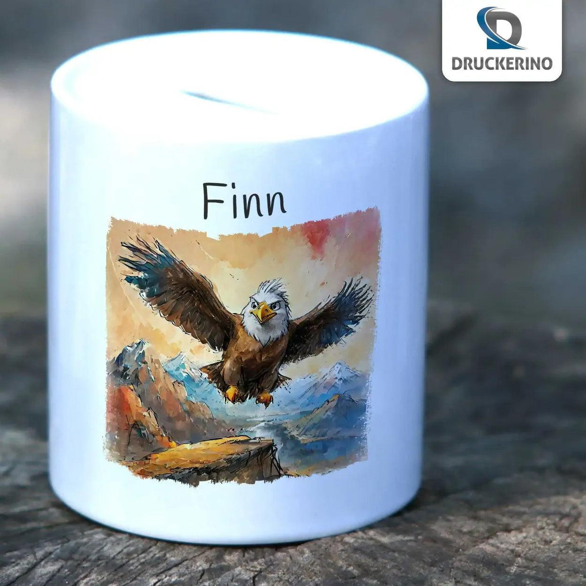 Spardose personalisiert Adler Abenteuer - Druckerino