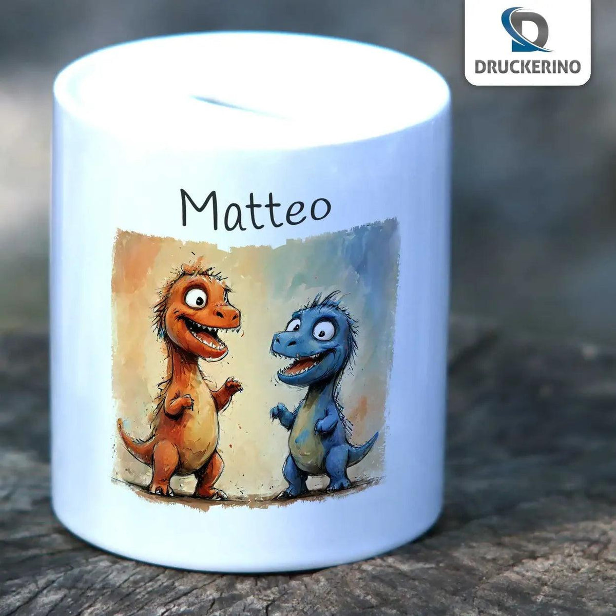 Spardose personalisiert Dino-Freunde - Druckerino